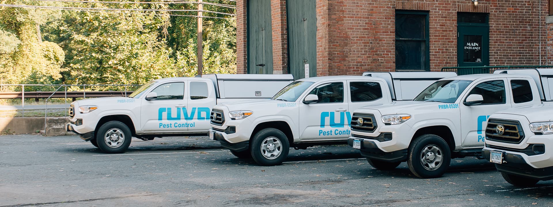 Ruva Pest Control fleet of service trucks in Hartford, CT