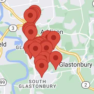 map of recent Glastonbury pest control customers